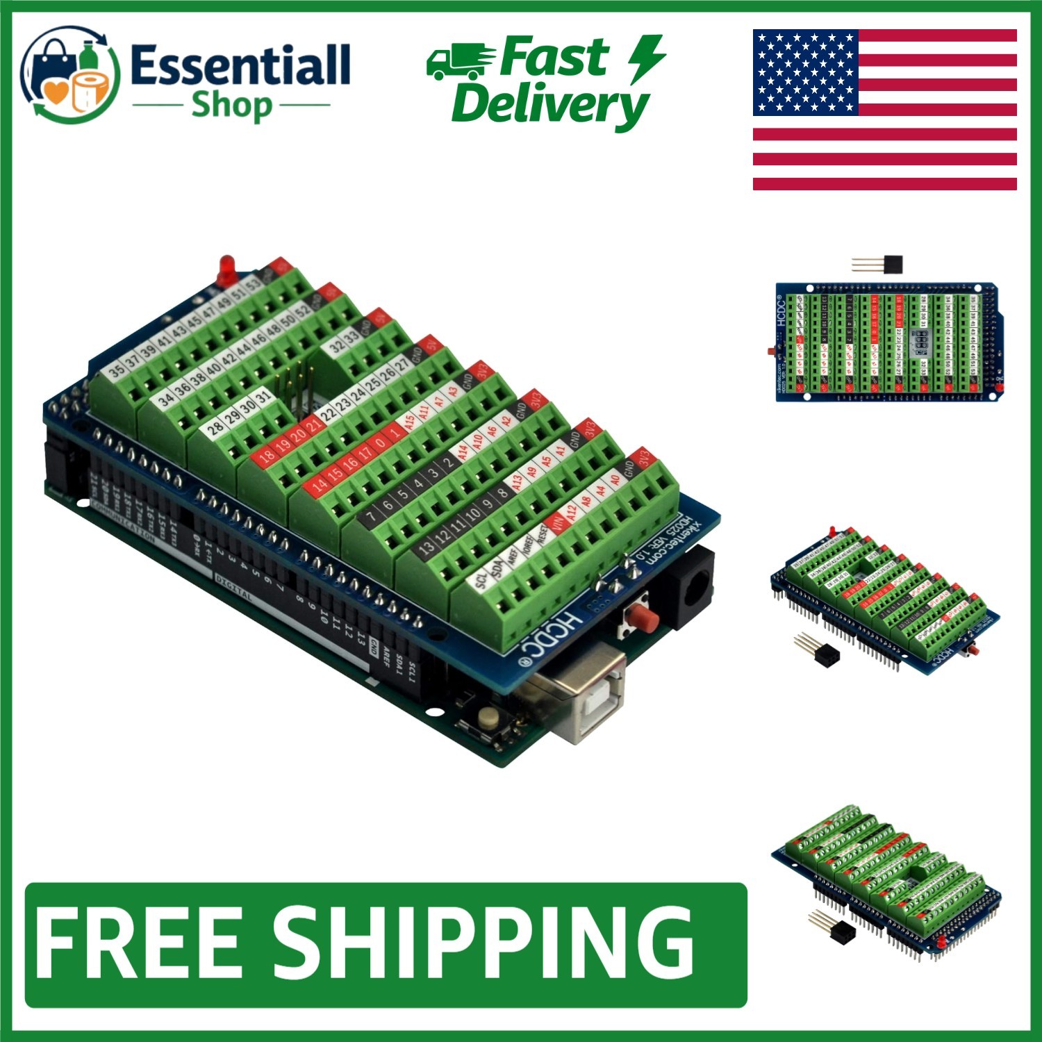 Soldered Screw Terminal Breakout Shield Module for Arduino MEGA-2560 R3 – 24V DC