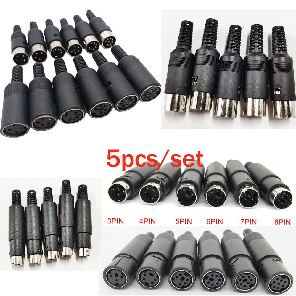 DIN 3 4 5 6 7 8 Pin Male Female Plug Female Socket Solder Panel Mount Connector