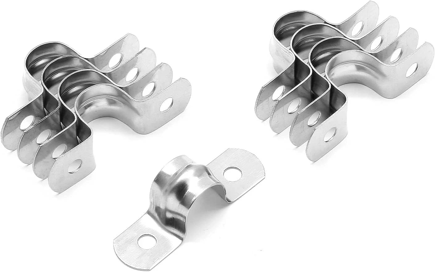 30Pcs 1-1/2″ Stainless Steel Pipe Strap Clamps Two Hole Strap for Conduit Cables