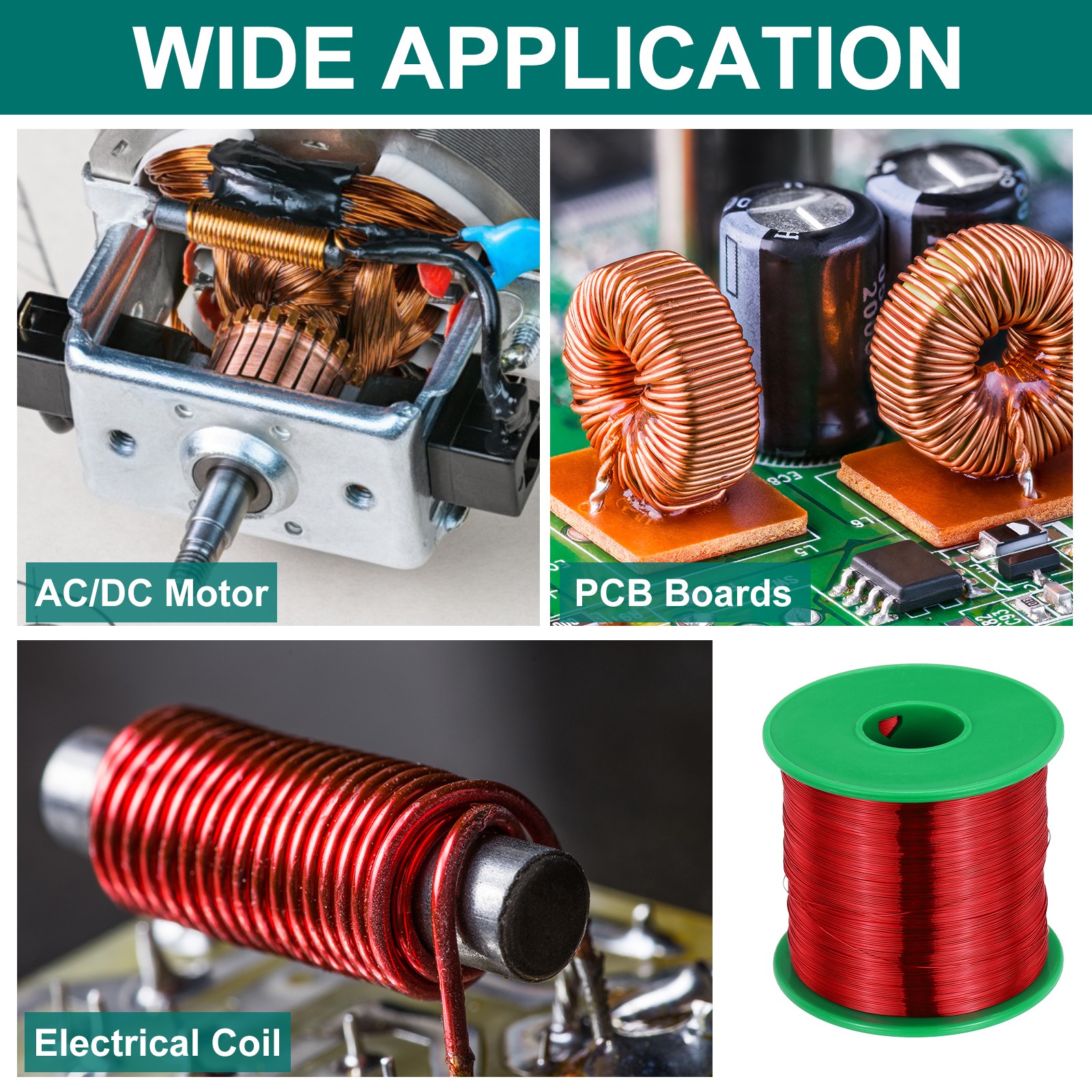 30 AWG Magnet Wire, 1 lb Magnetic Coil Wire, 155C(311F)