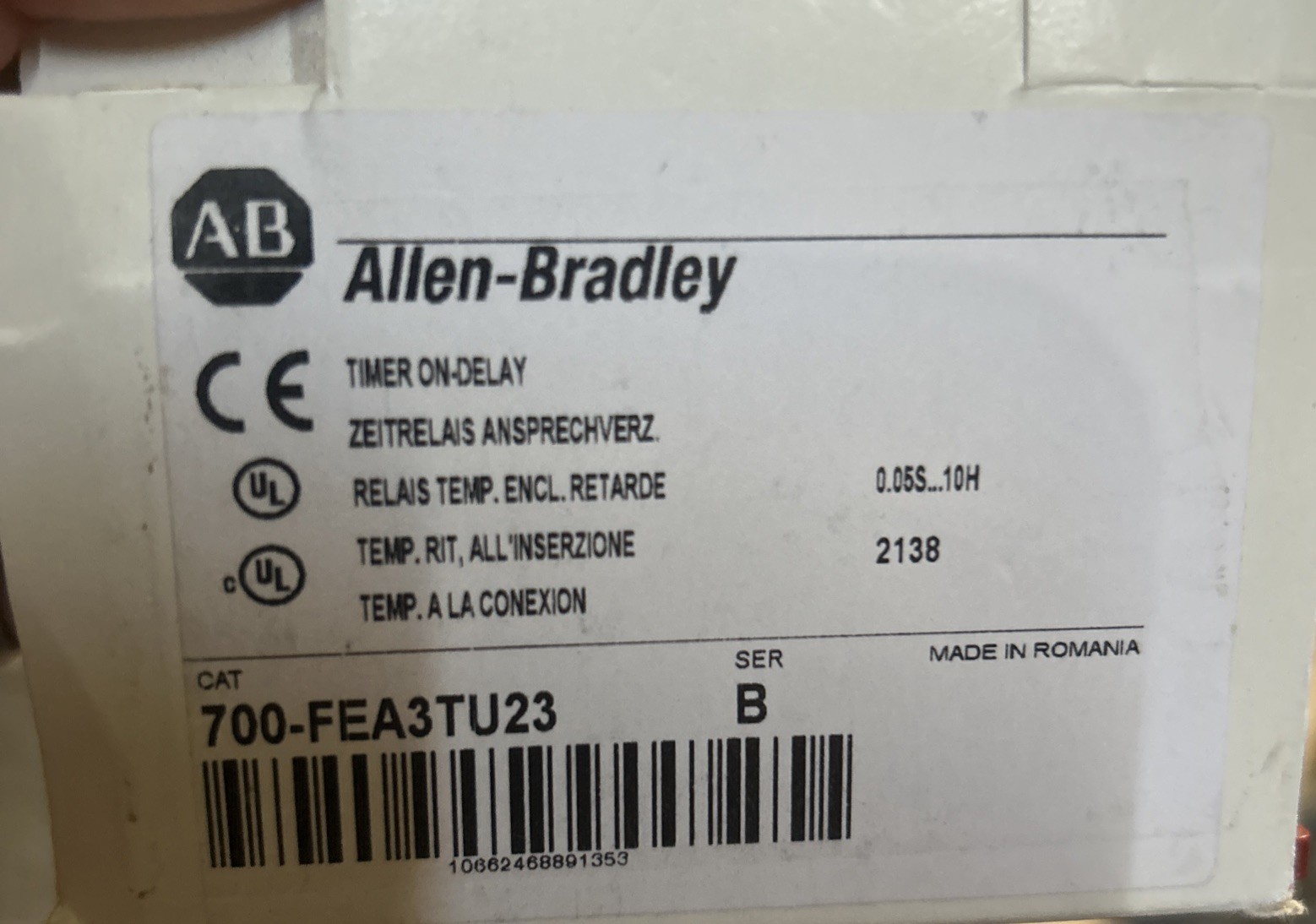 *New in Box* ALLEN BRADLEY 700-FEA3TU23 B Timer Delay Relay Module
