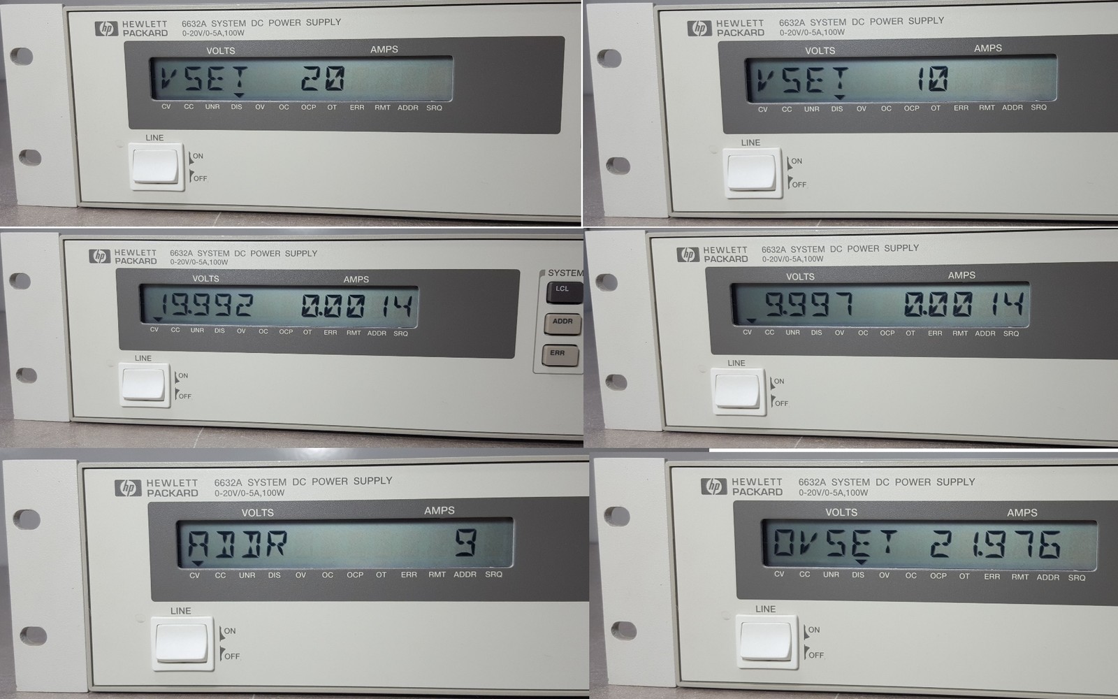 HP 6632A SYSTEM DC POWER SUPPLY, 0-20V/0-5A. 100W. SER.3524A14821. OPT.760