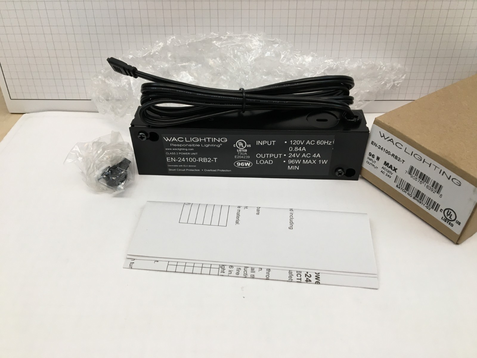WAC Lighting EN-24100-RB2-T Transformer 120 VAC to 24 VAC, not DC