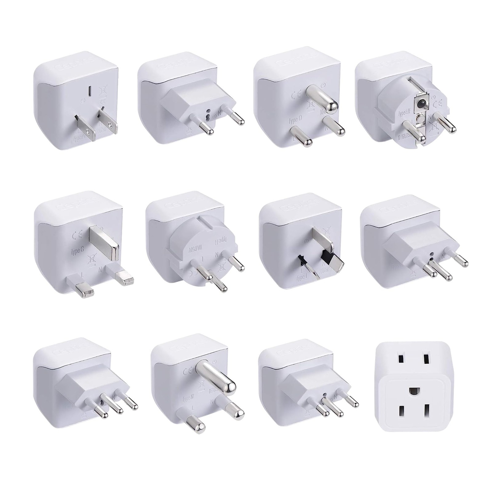 World Travel Adapter Set – 2 in 1 USA to Europe, Asia, Africa, India, Japan, …