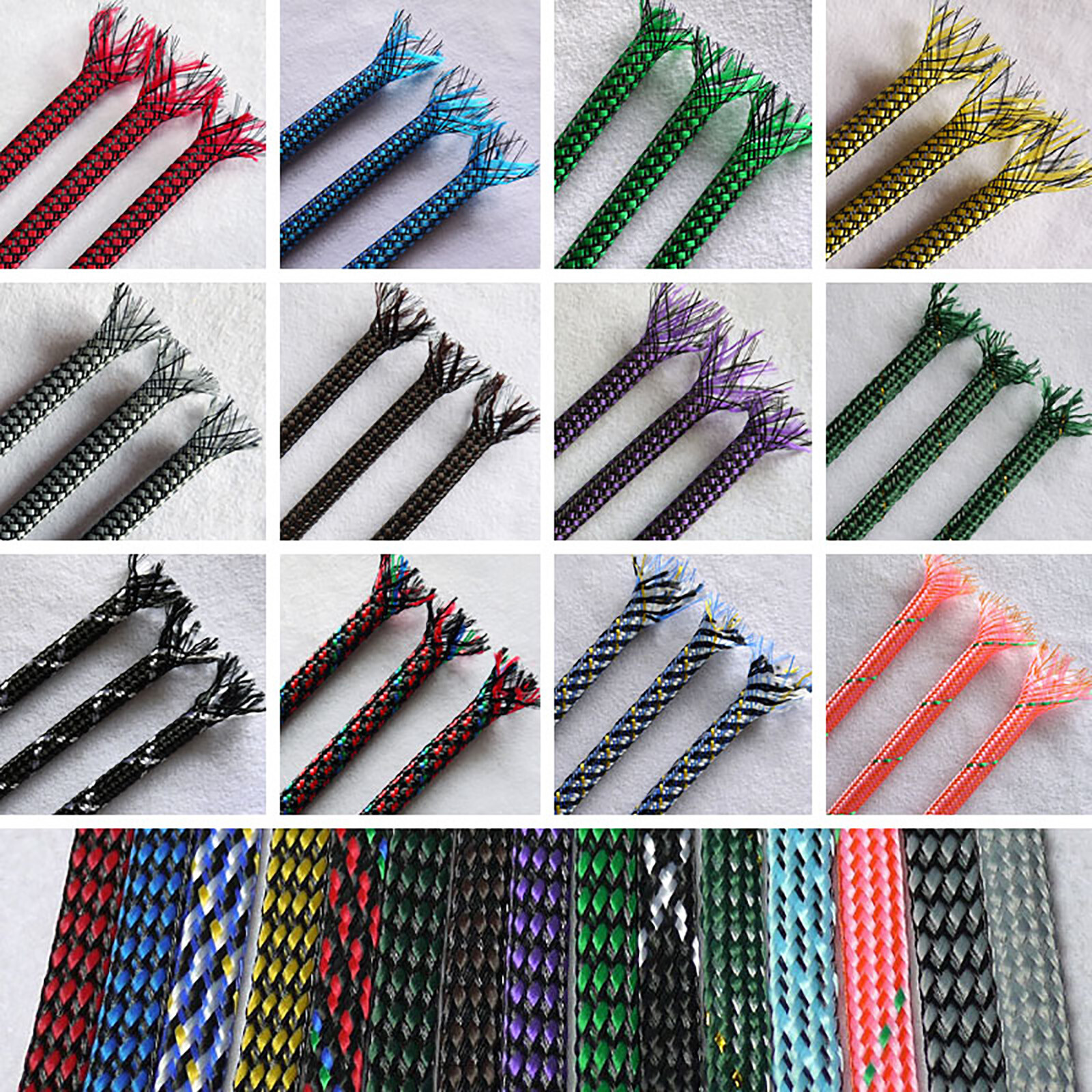 8mm (Cotton Yarn + PET) Expanding Braided Sleeving Wire Cable Harness Protection