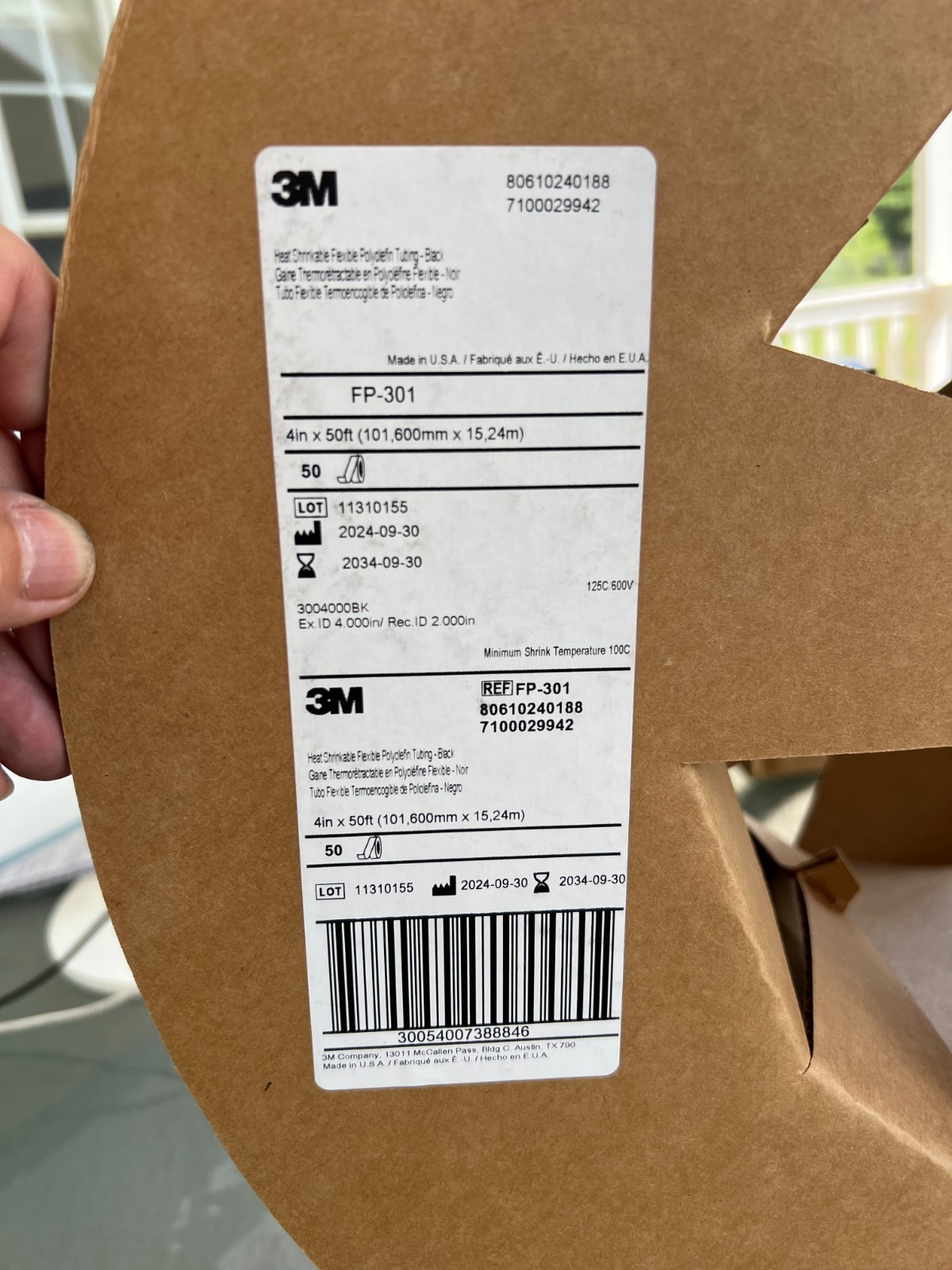 3M Heat Shrink 4″ x 50 ft FP-301-4-Black-50 Flexible Polyolefin Tubing