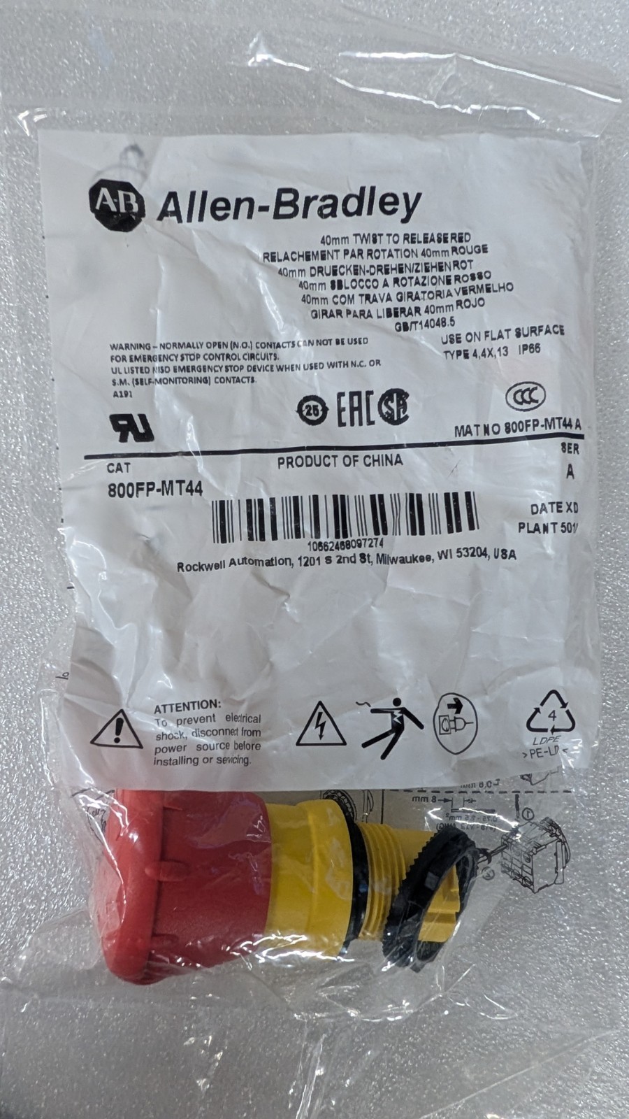 10PCS NEW For Allen Bradley 800FP-MT44 switch controller Fast shipment