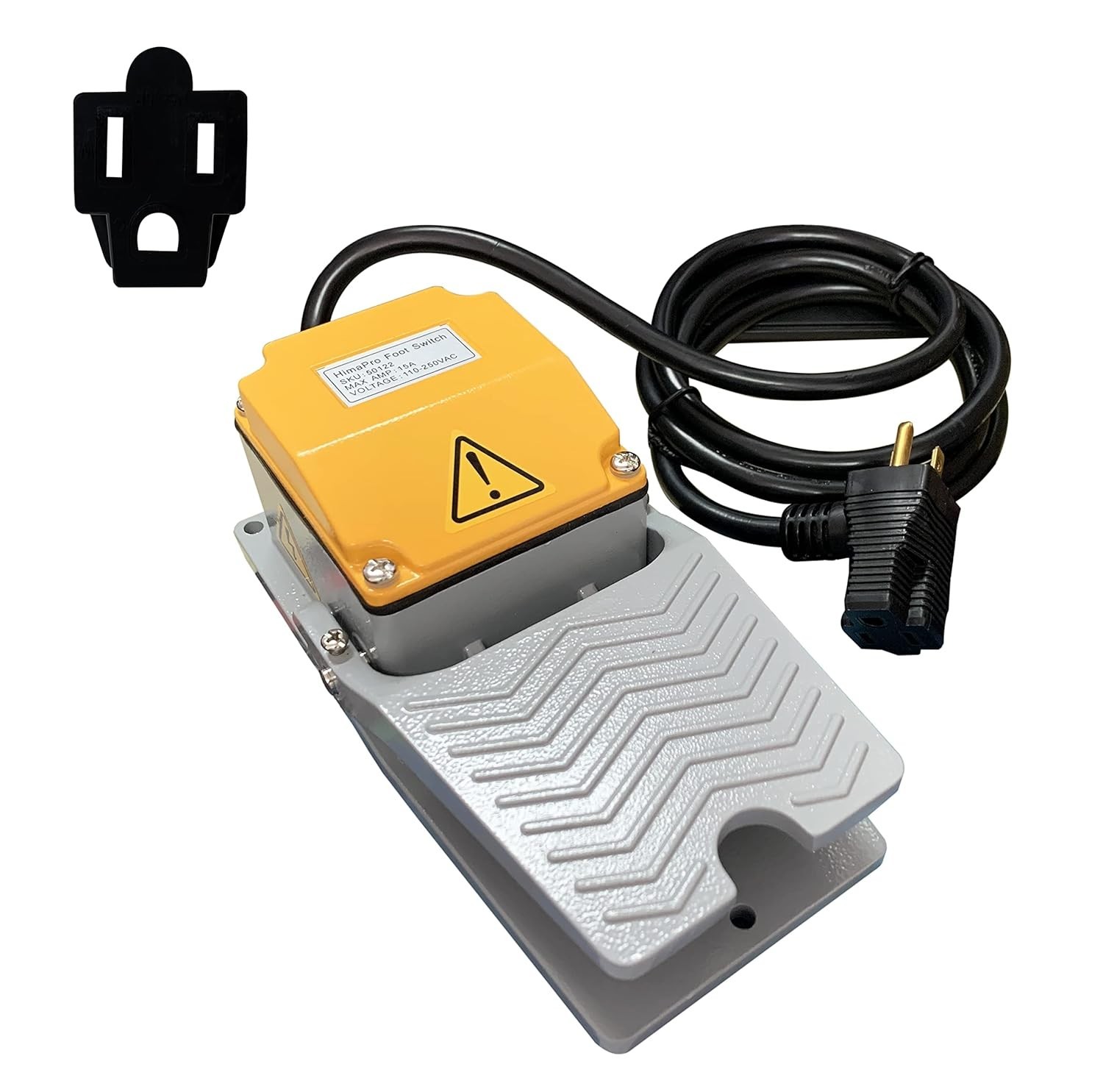 Plug-In Foot Pedal Switch with 14AWG Wire, Ideal for Variable Speed Equipment