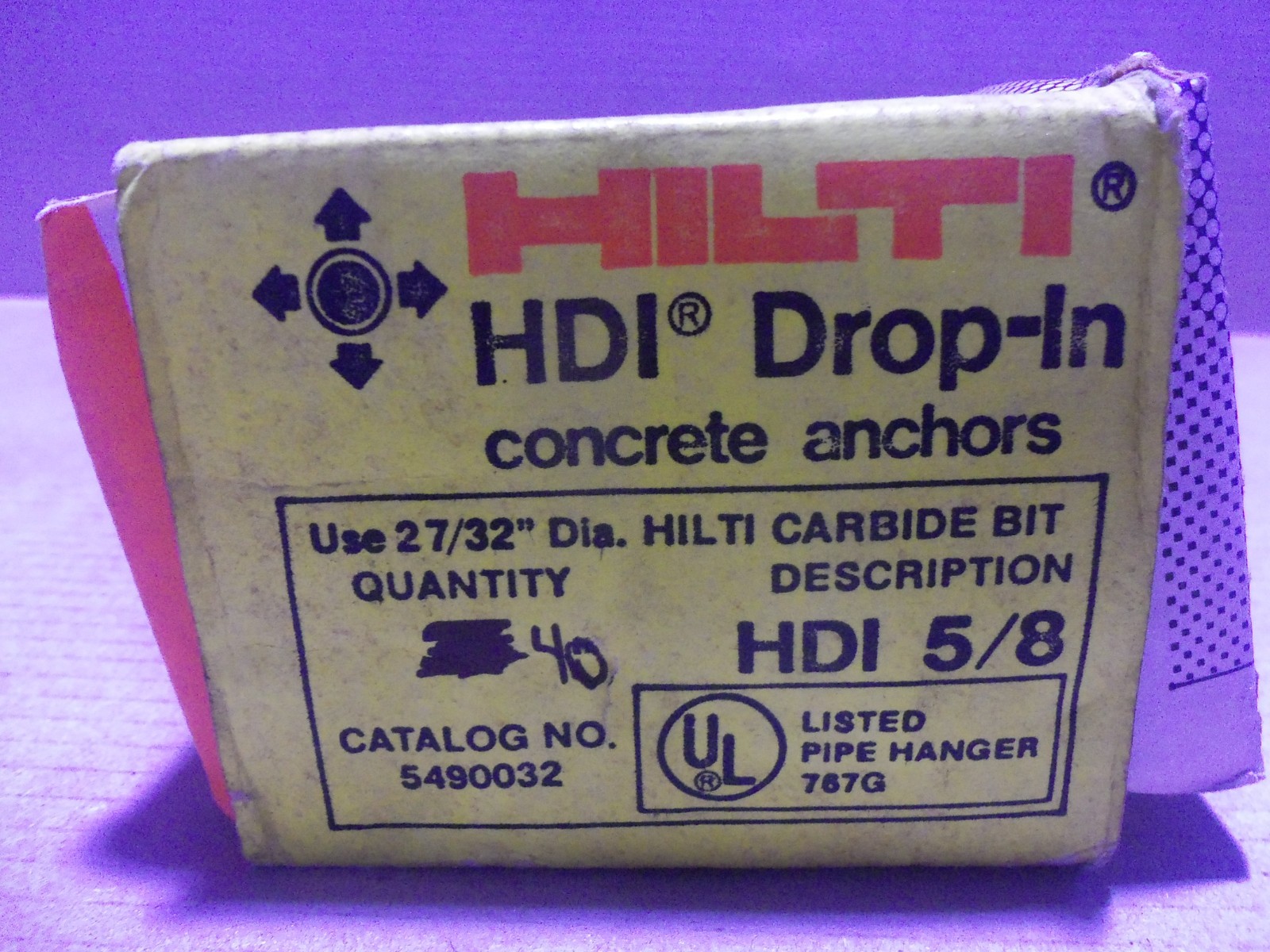 Hilti 5490032 Box of 40 Concrete Anchor 5/8″ AK
