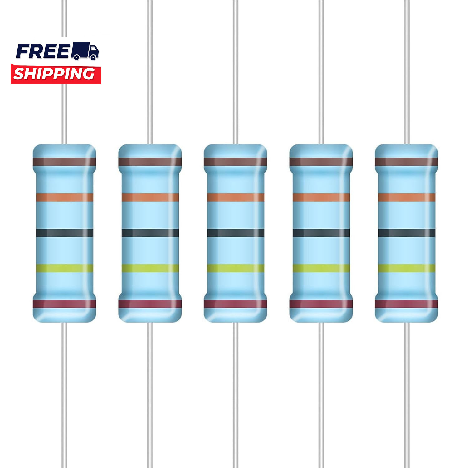 5W Metal Film Resistor Kit from 1 Ohm to 1M Ohm 25 Values 5 Watt 1% Resistors As