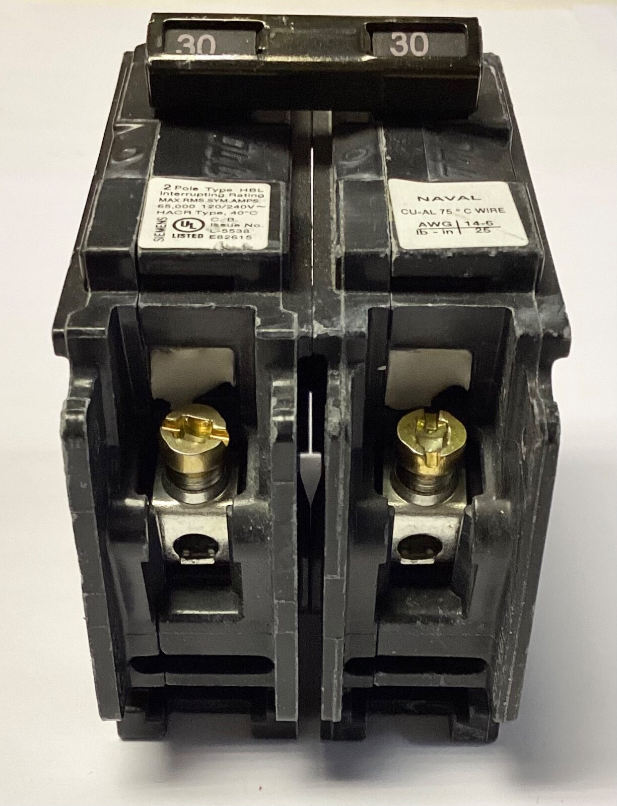 SIEMENS B230HHNAV 2 Pole B230HH NAVAL Circuit Breaker Type HBL Bolt In