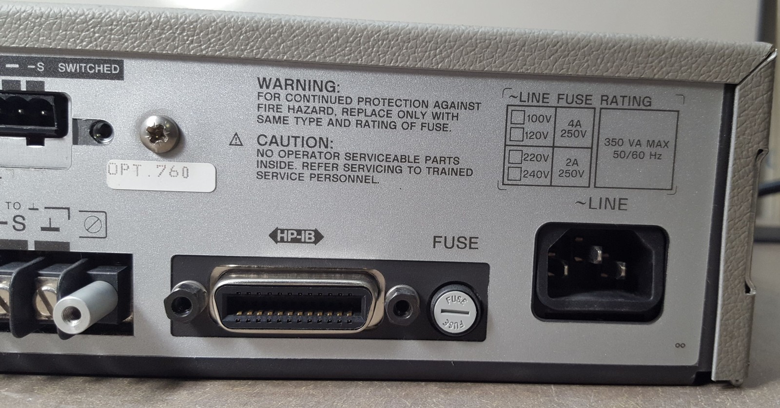 HP 6632A SYSTEM DC POWER SUPPLY, 0-20V/0-5A. 100W. SER.3524A14821. OPT.760