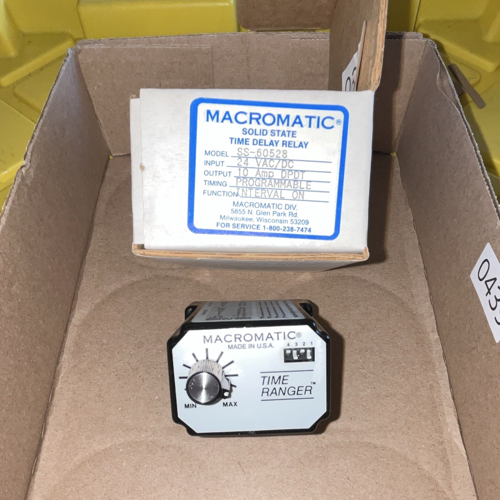 Macromatic Time Ranger Time Delay Relay SS-60528 24 VAC/DC DPDT 10A 8-Pin NEW