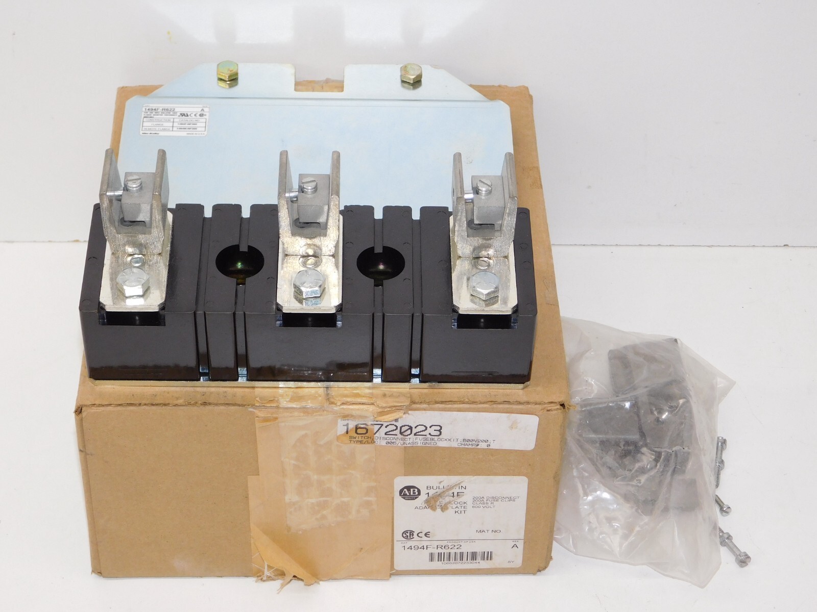 New Allen Bradley 1494F-R622 Ser A Fuse Block Adapter Plate Kit Module AB Unit