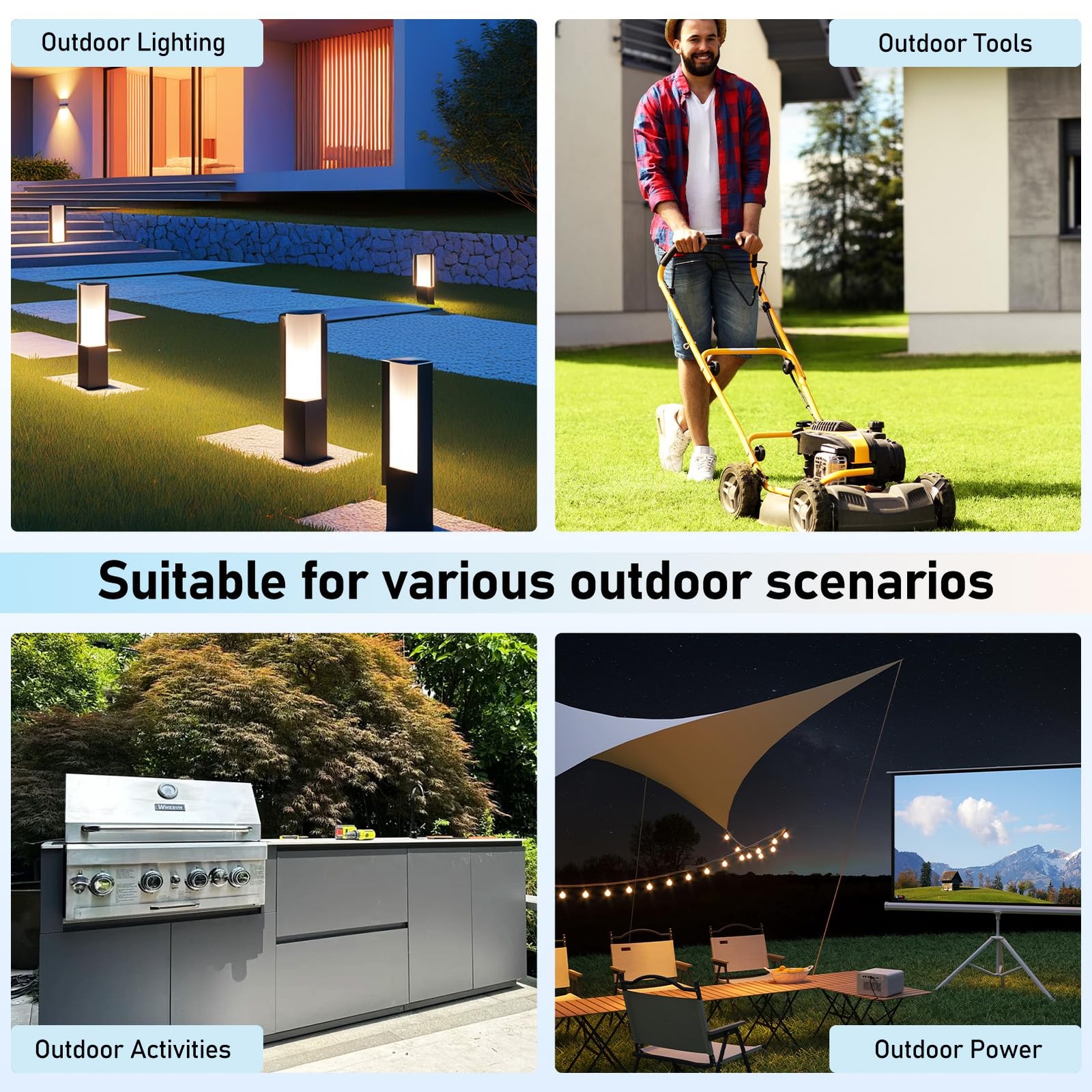 BSEED Outdoor Outlet Box with LED Indicator, Dual 15 AMP 5-15 Receptacle IP66…
