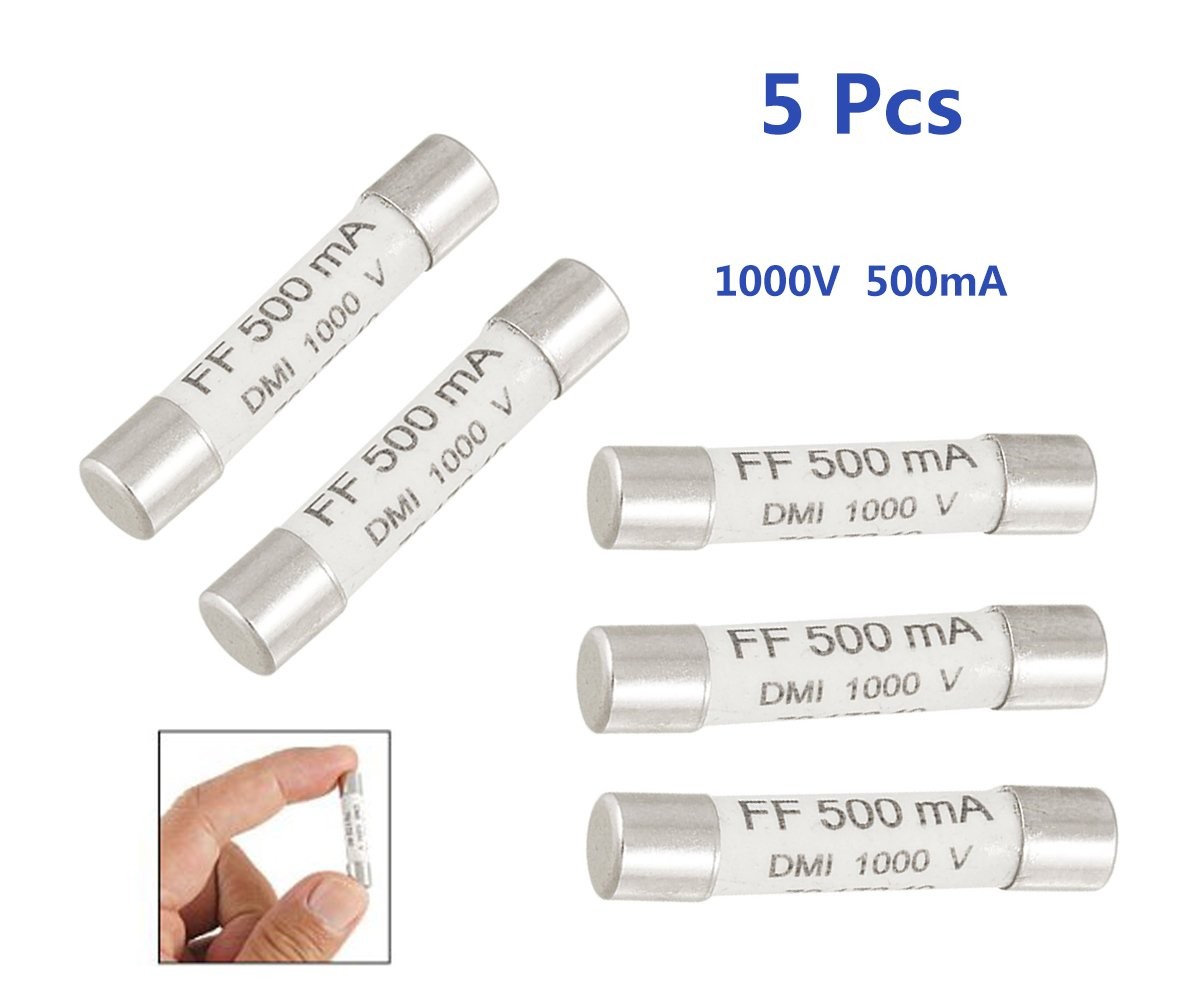 YXQ 1000V 500mA Ceramic Fuse 6.3 x 32mm White for Ceramic, 5 PCS