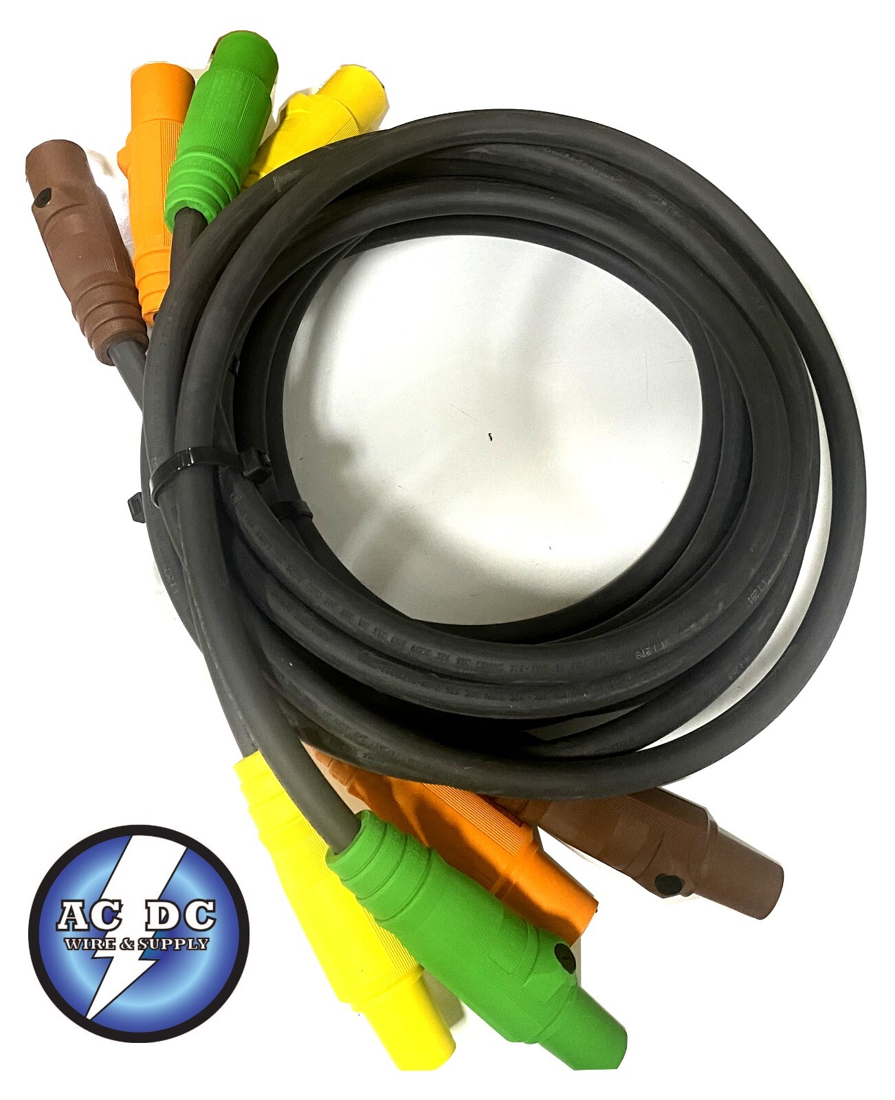 2/0 SC CABLE 4 WIRE 300 AMP 480v M/F HUBBELL SERIES 16 CAM LOCK 25′ EA