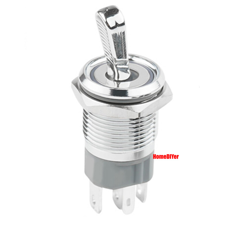 16mm LED Metal Toggle Switches On/Off 2 Positions Waterproof IP65 Button Switch