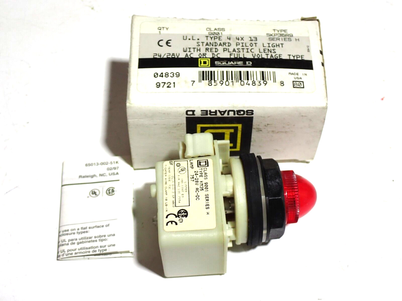 SQUARE D 9001SKP35R9 RED STANDARD PILOT LIGHT NEW