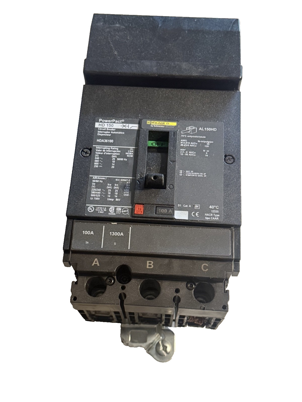 Square D HDA36100 3p 600v 35a 18k I-Line Circuit Breaker NICE USED