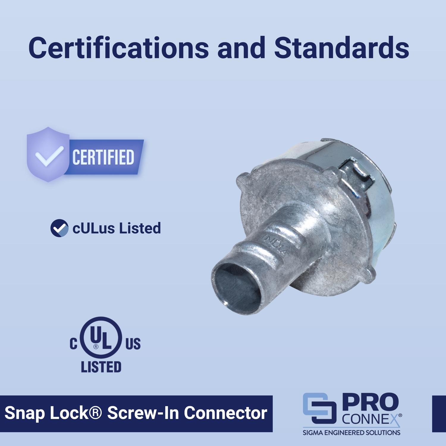 Sigma 49170 Die-Cast Zinc Snap Lock Screw-In Connector 3/8 Dia. in.