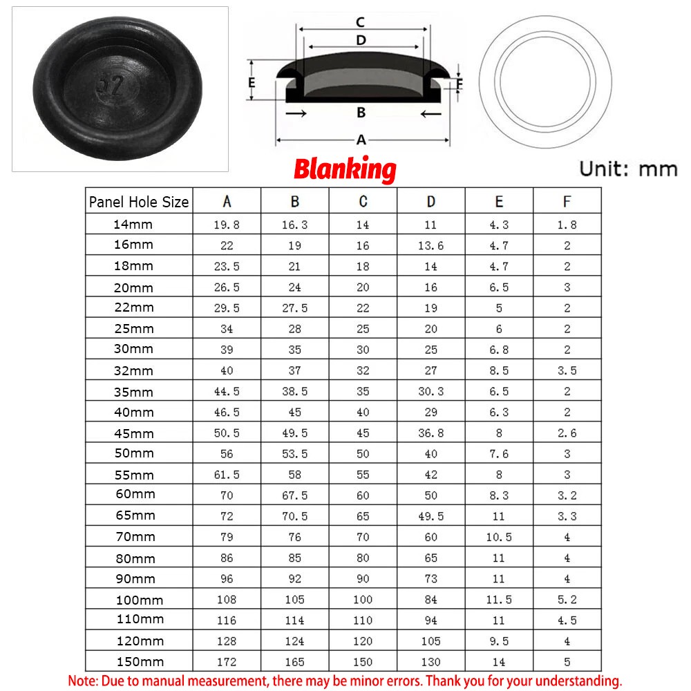 5-150mm Rubber Grommet Open / Closed Blind Cable Hole Blanking Wiring Grommets