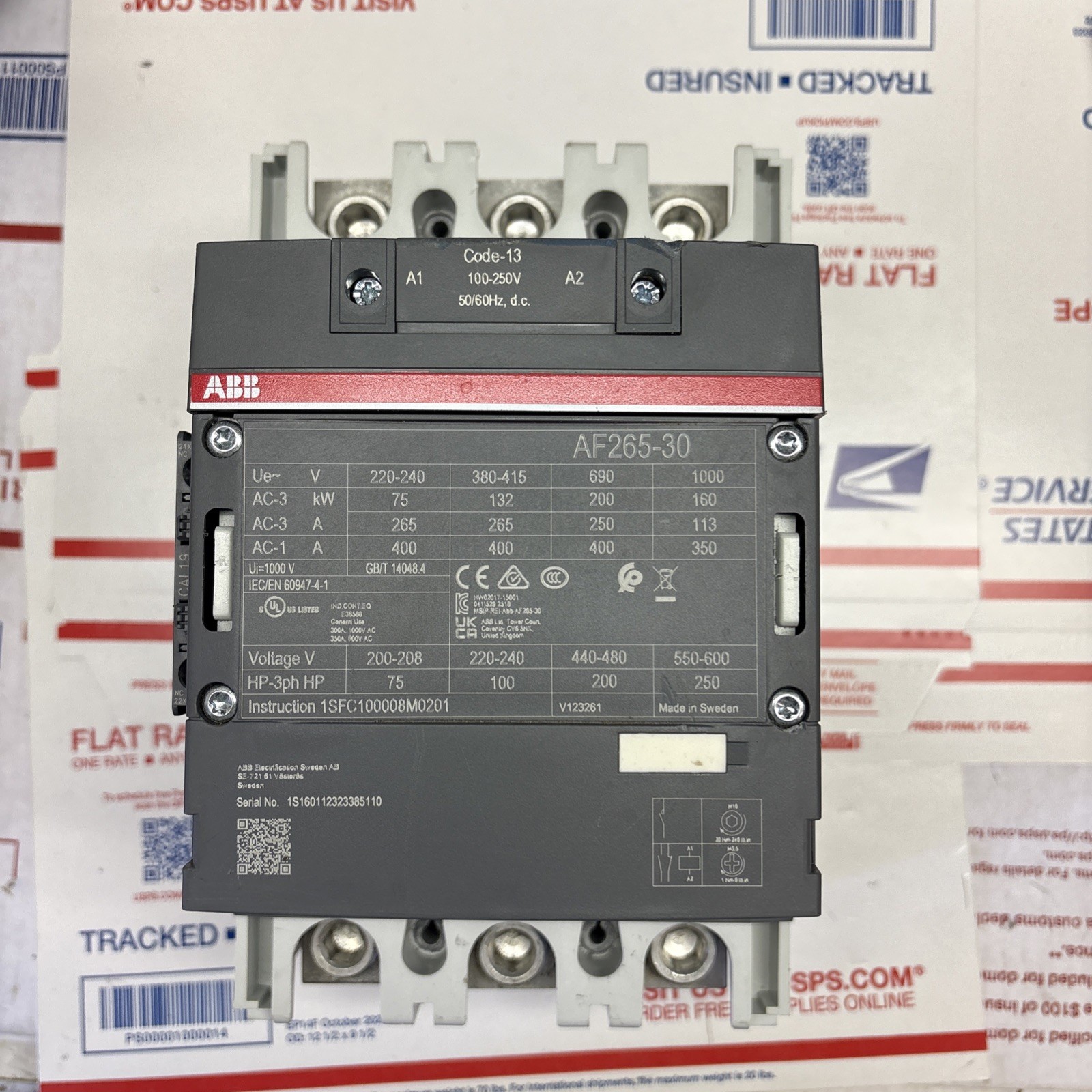 ABB AF265-30 IEC Contactor Code 13 – 1SFC100008M0201 Made In Sweden