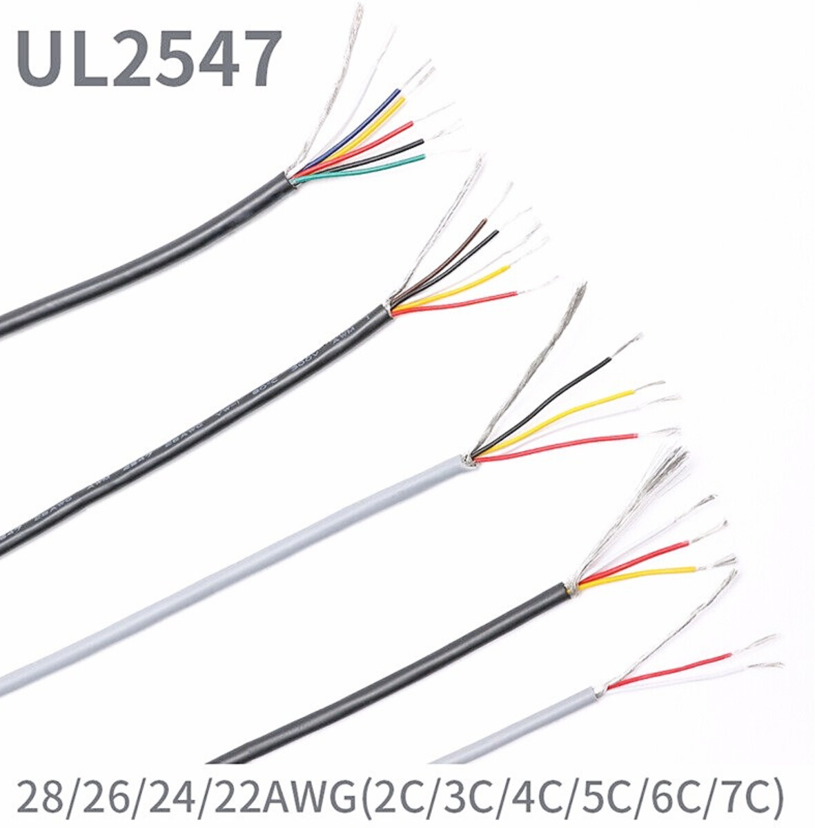 UL-2547 Shielded Wire 22 24 26 28 AWG Signal Cable Tinned Copper 2 3 4 5 Core
