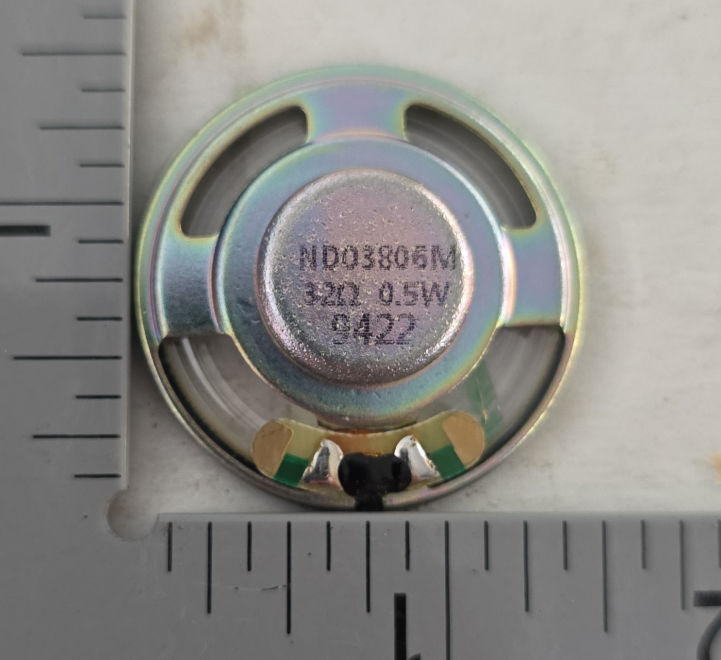 ND03805M 32Ω 0.5W Round Audio Speaker Component, 40mm D, 8mm H, 10 PACK