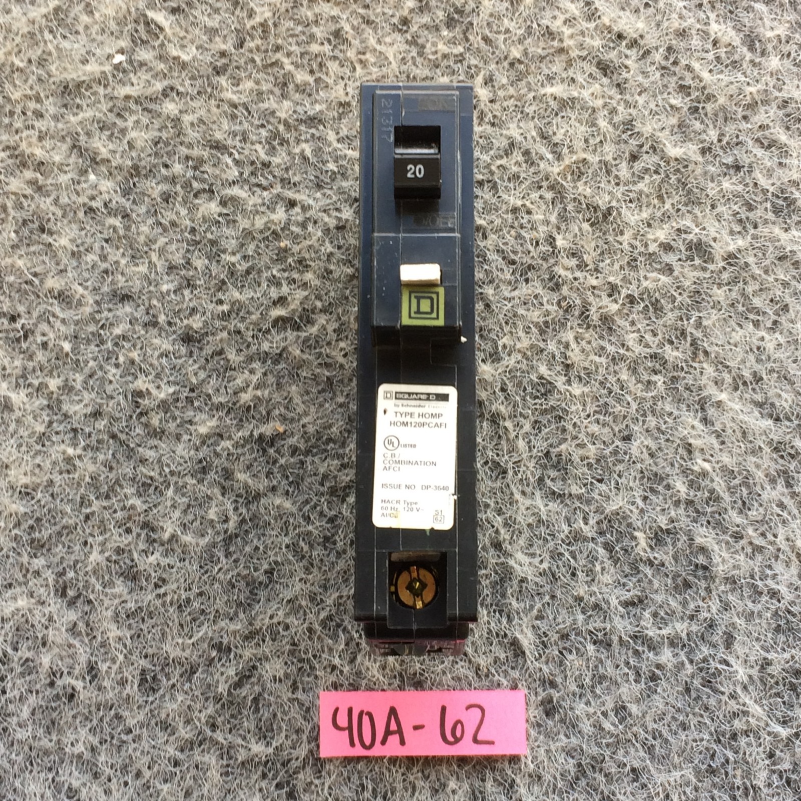 NEW TAKEOUT – NTO Square D HOM120PCAFI 20A 1-Pole 120V Arc Fault Circuit Breaker