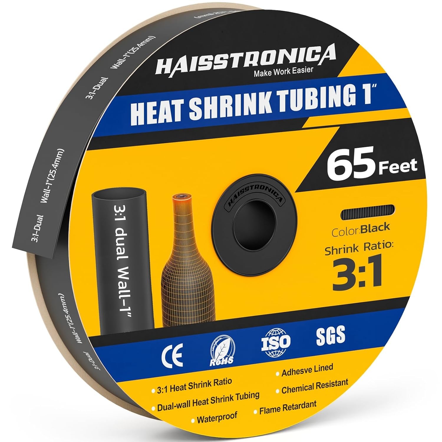 haisstronica 3:1 Heat Shrink Tubing, Shrink Ratio Adhesive Lined Marine Grade He