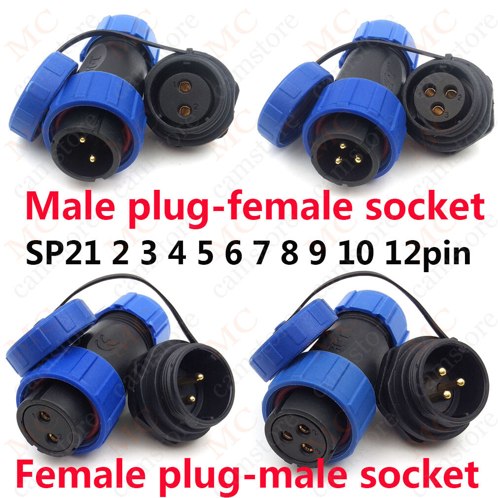 SP21 2 3 4 5 6 7 8 9 10 12Pin Panel Mount IP68 Waterproof Plug/Socket Connector