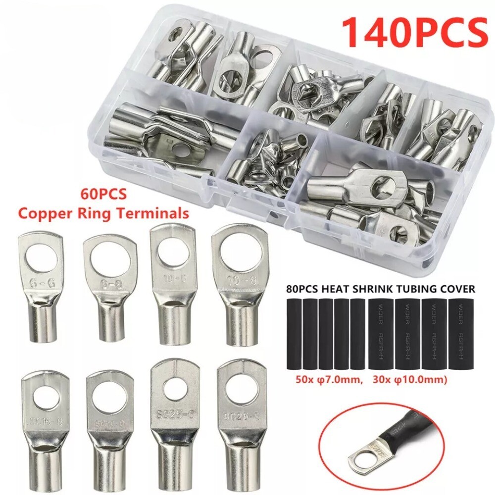 Wire Lug Crimper Heavy Duty Battery Cable Crimping Tool Terminal Copper Lugs Kit
