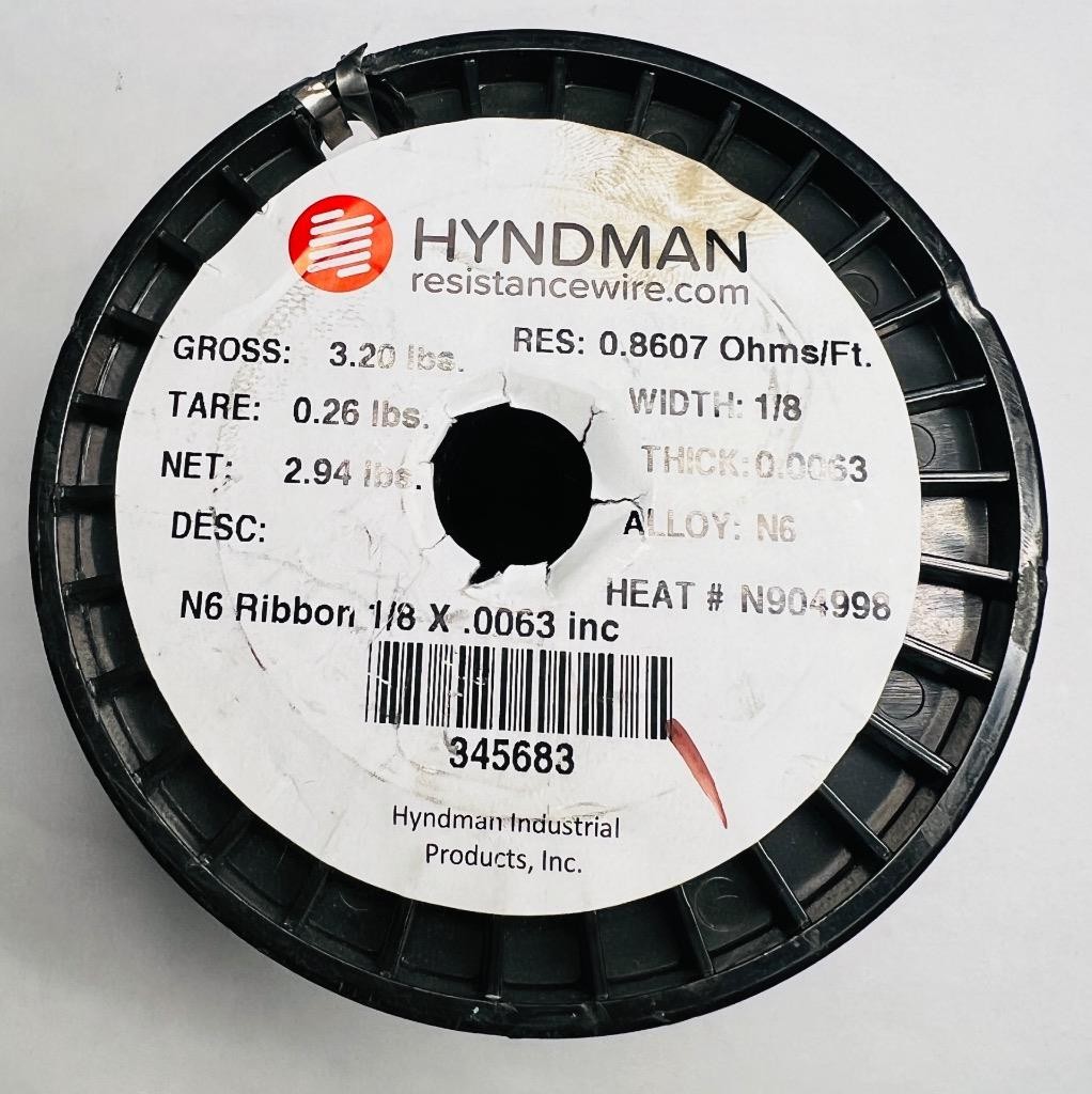 HYNDMAN Resistance Wire Alloy N6 1/8″ Flat Ribbon 2.94 Lb Roll .8607 ohms/ft