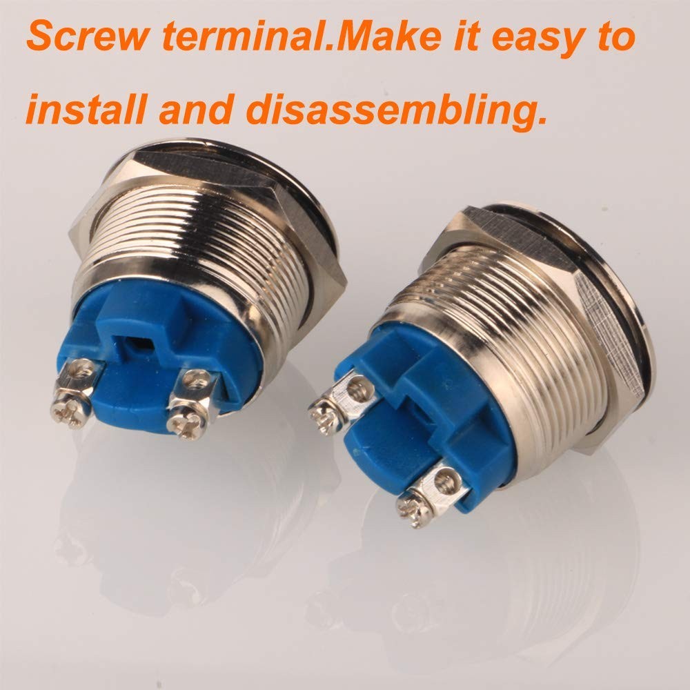 Stainless Steel 2pcs Latching Push Button Switch 5A Waterproof Metal