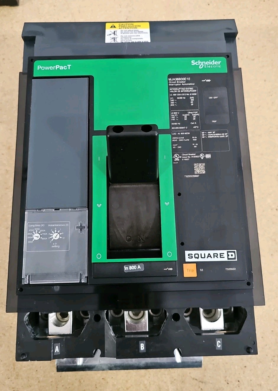 SQUARE D MJA36800E10 3 POLE 800A 600V I-Line POWERPACT CIRCUIT BREAKER MJA36800