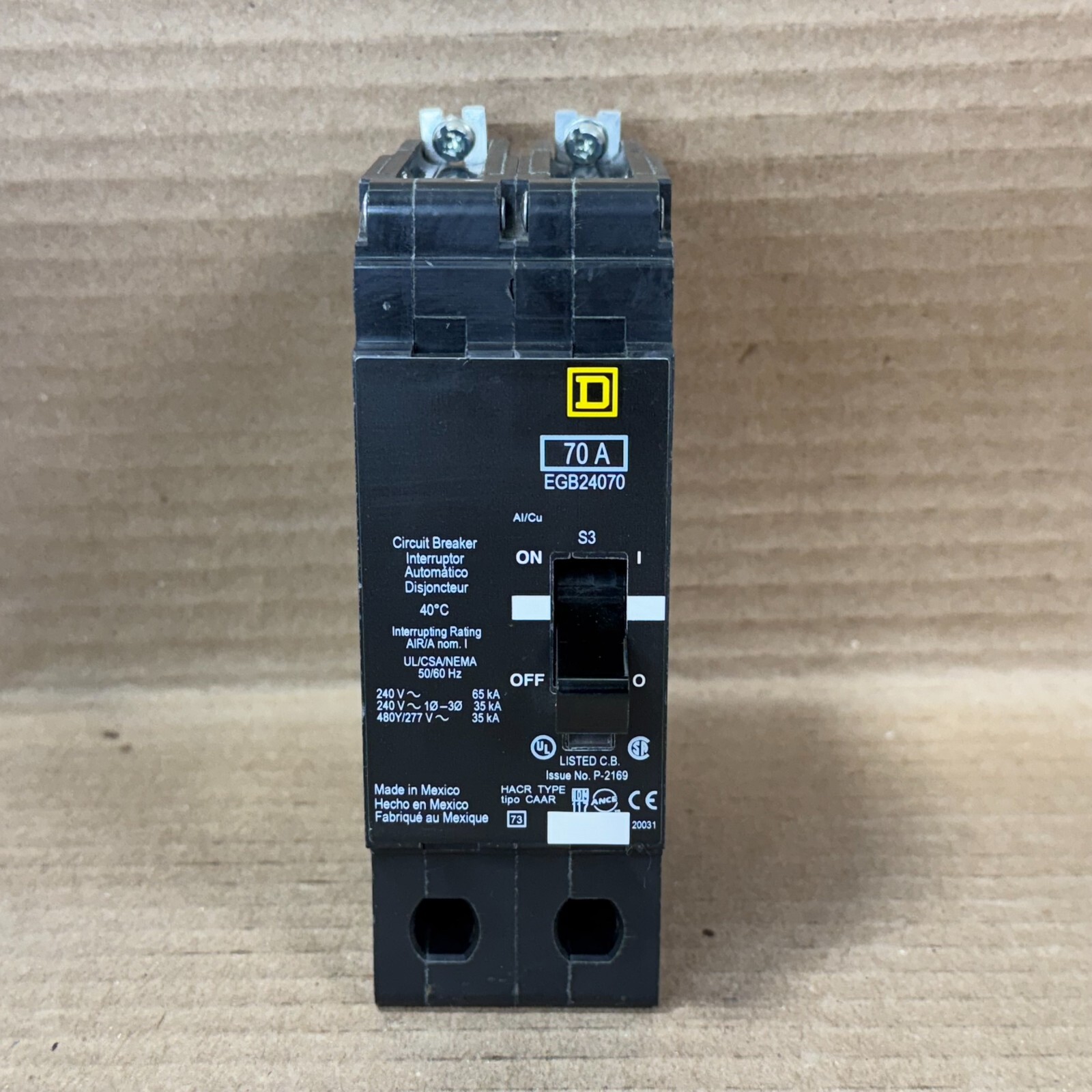 NEW Square D EGB EGB24070 2 Pole 70 Amp 480V Circuit Breaker NTO