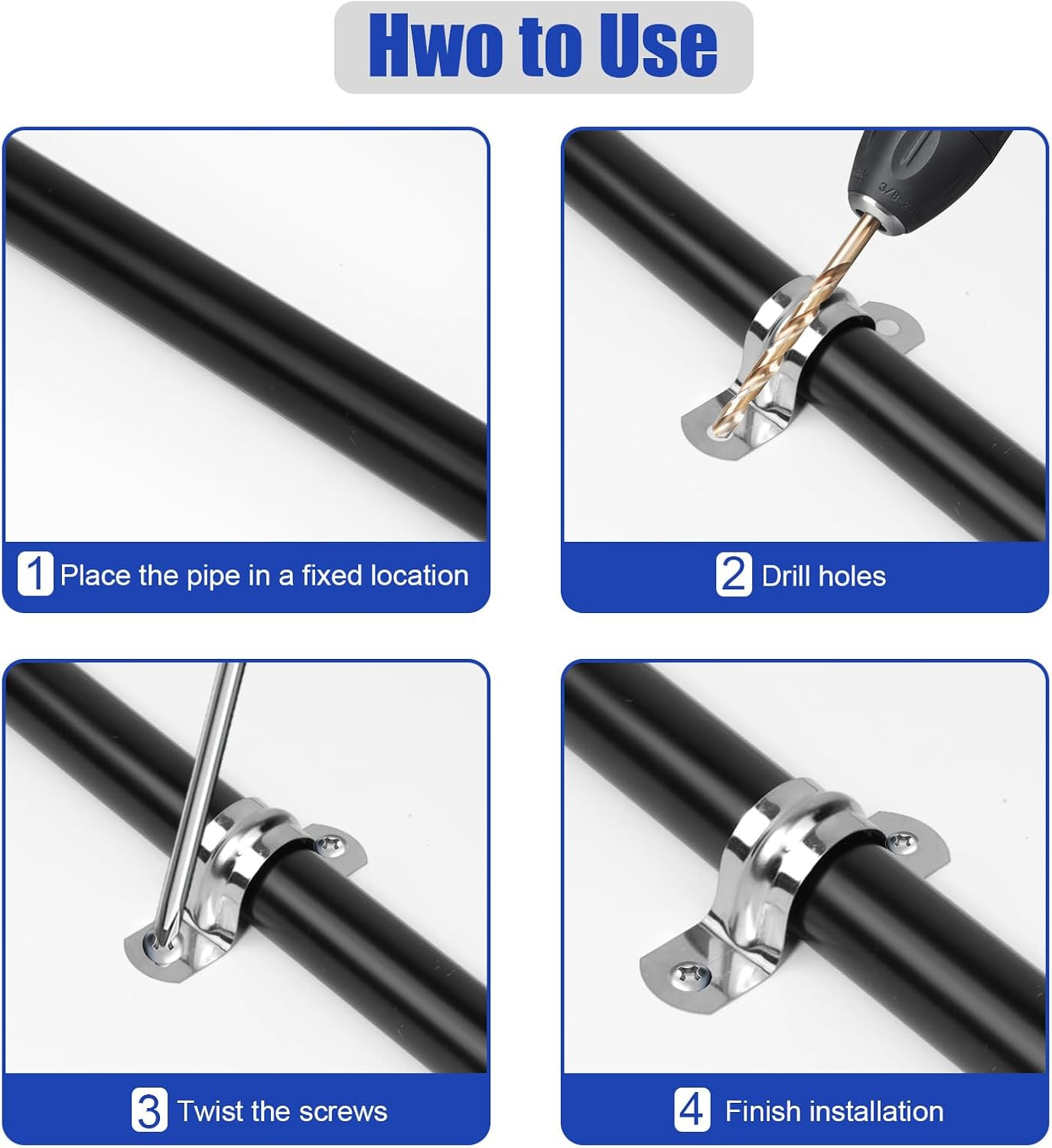 30Pcs 1 Inch Stainless Steel Conduit Clamps, 2 Hole Strap U Bracket Rigid Pipe S