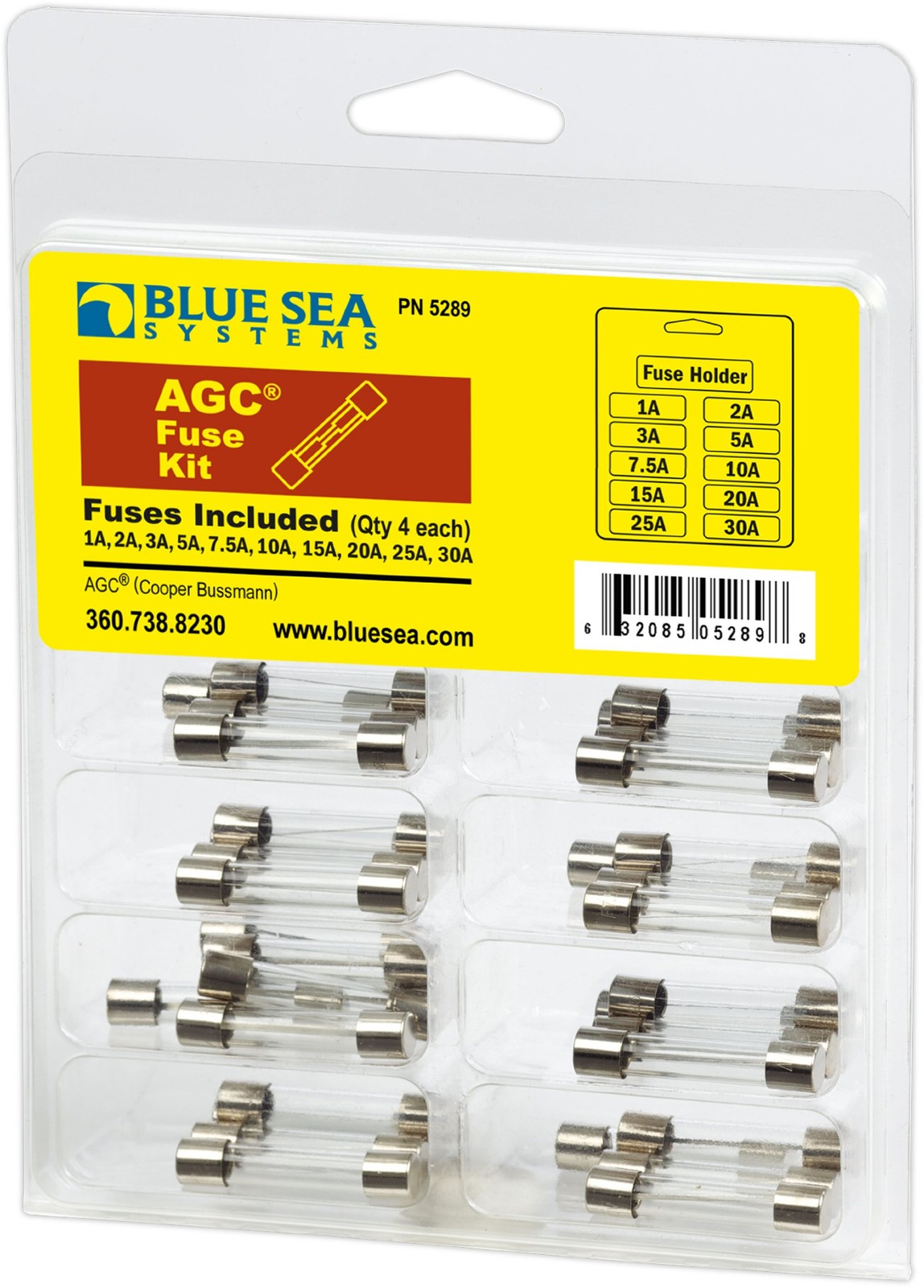 Blue Sea Systems 5289 AGC Fuse KIT 41PC ASST, 40 pack 40 Pack, Multicolor