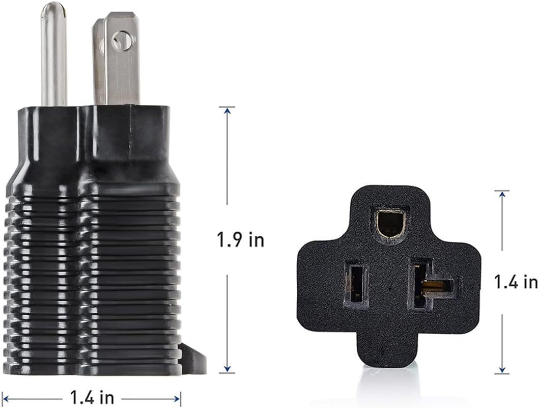 Electrical Adapter NEMA 5-15P to 5-20R 15A 20A T-Blade Outlet Power Converter