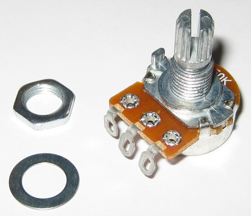 Linear ( B ) Taper 50k Ohm Potentiometer – 6mm (1/4″) Shaft – 1/8 Watt 50000 Ohm