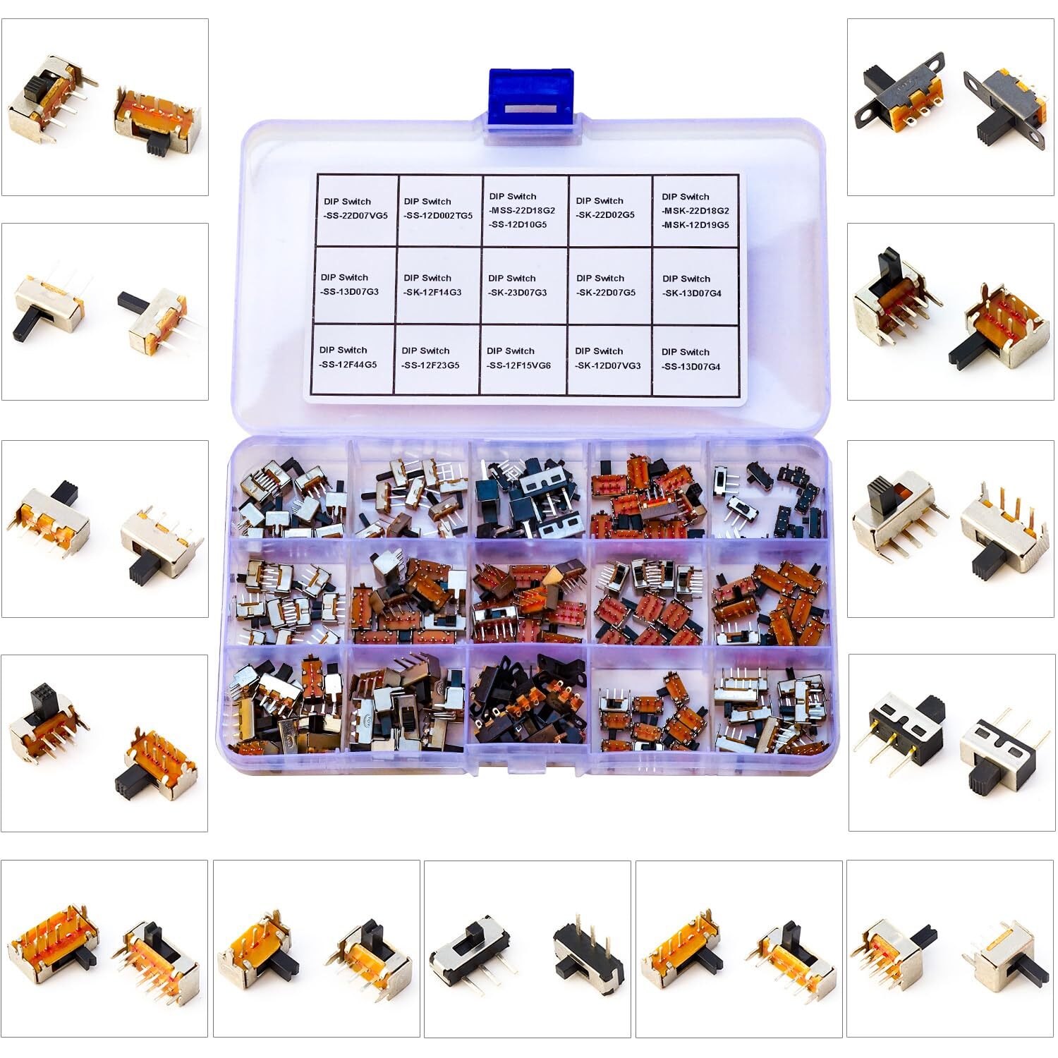 Slide Switch Assorted Kit Mini Micro PCB Panel Slide Switch 2Pin 3Pin 4Pin ON…