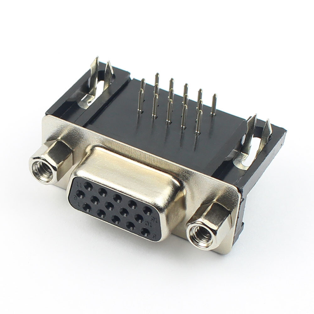 10Pcs D-SUB HDR Right Angle 15 Pin Female VGA Type 8.89 PCB Connector 3 Row DB15