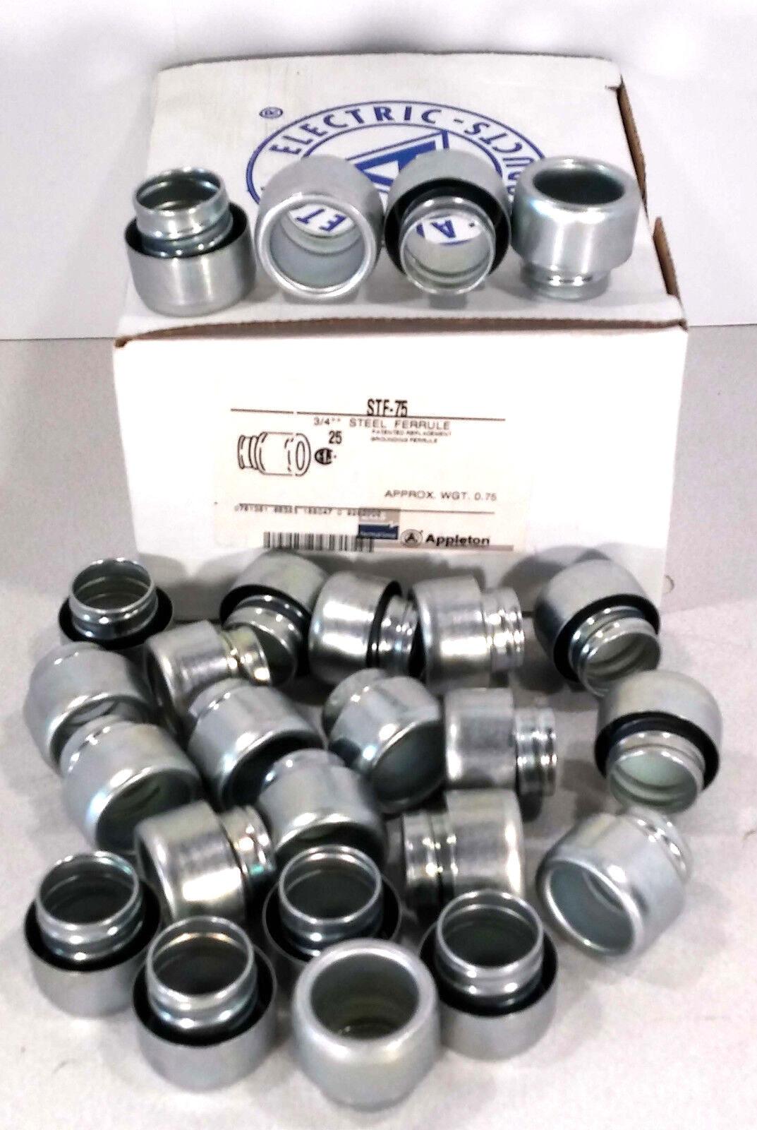 25 NEW APPLETON ELECTRIC STF-75 3/4″ STEEL FERRULES NIB ***MAKE OFFER***