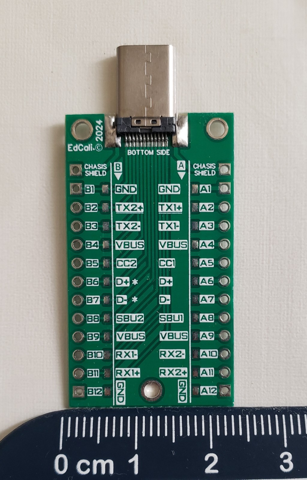 USB Type C Male Plug Breakout Board Connector, 24-Pin DIY Breadboard