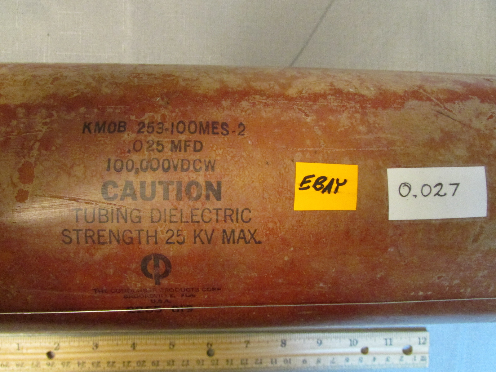 Condenser Proucts Axial High Voltage Capacitor 0.025uF 100kV Measures 0.027