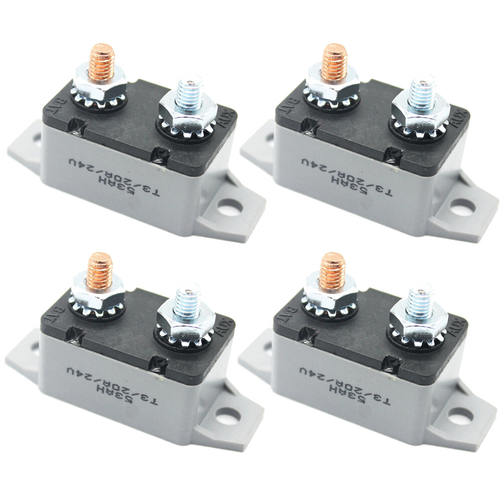 4Pack of 12v Self Manual Reset Circuit Breaker Stud Style Short Stop Amp 20A-50A