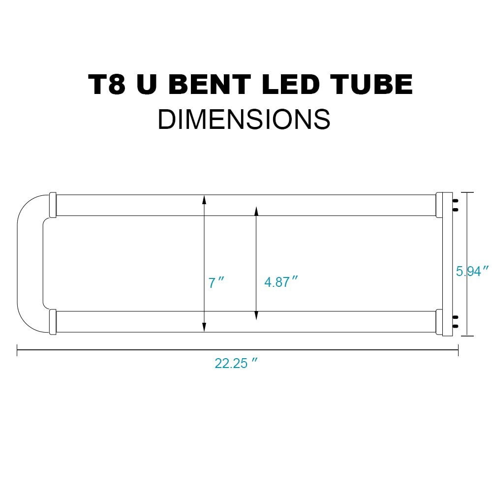 U Bend LED Tube Light, T8 T12, 18W(40W Equivalent), 5000K Daylight, 2000LM, Fluo