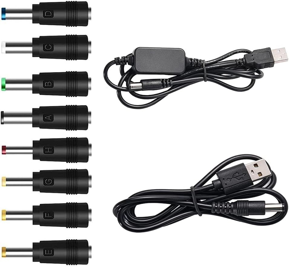 USB 5V to DC 12V Converter Cable with 8 Adapter Connectors, 8W Max