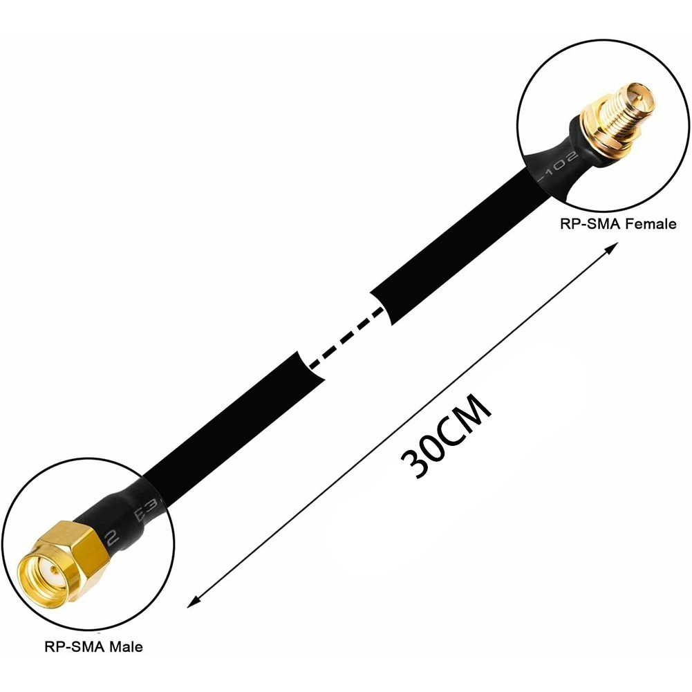 RP-SMA, Helium Ultra Low Loss 30cm Flat Coaxial Cable Extension Pigtail
